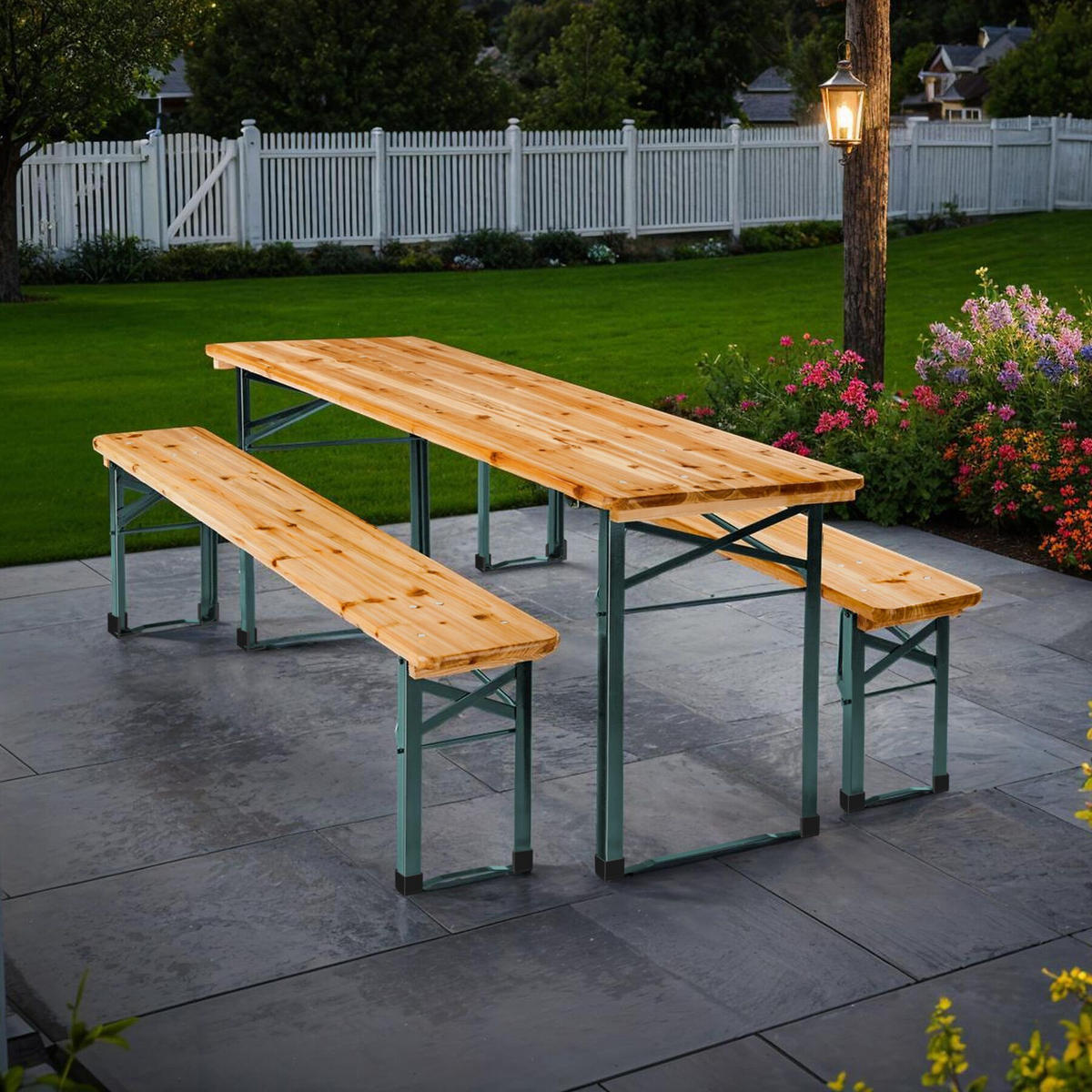 BIERZELTGARNITUR Sissi,robustes Tannenholz mit Schutzlackierung,braun - Braun, Naturmaterialien/Holz - tectake