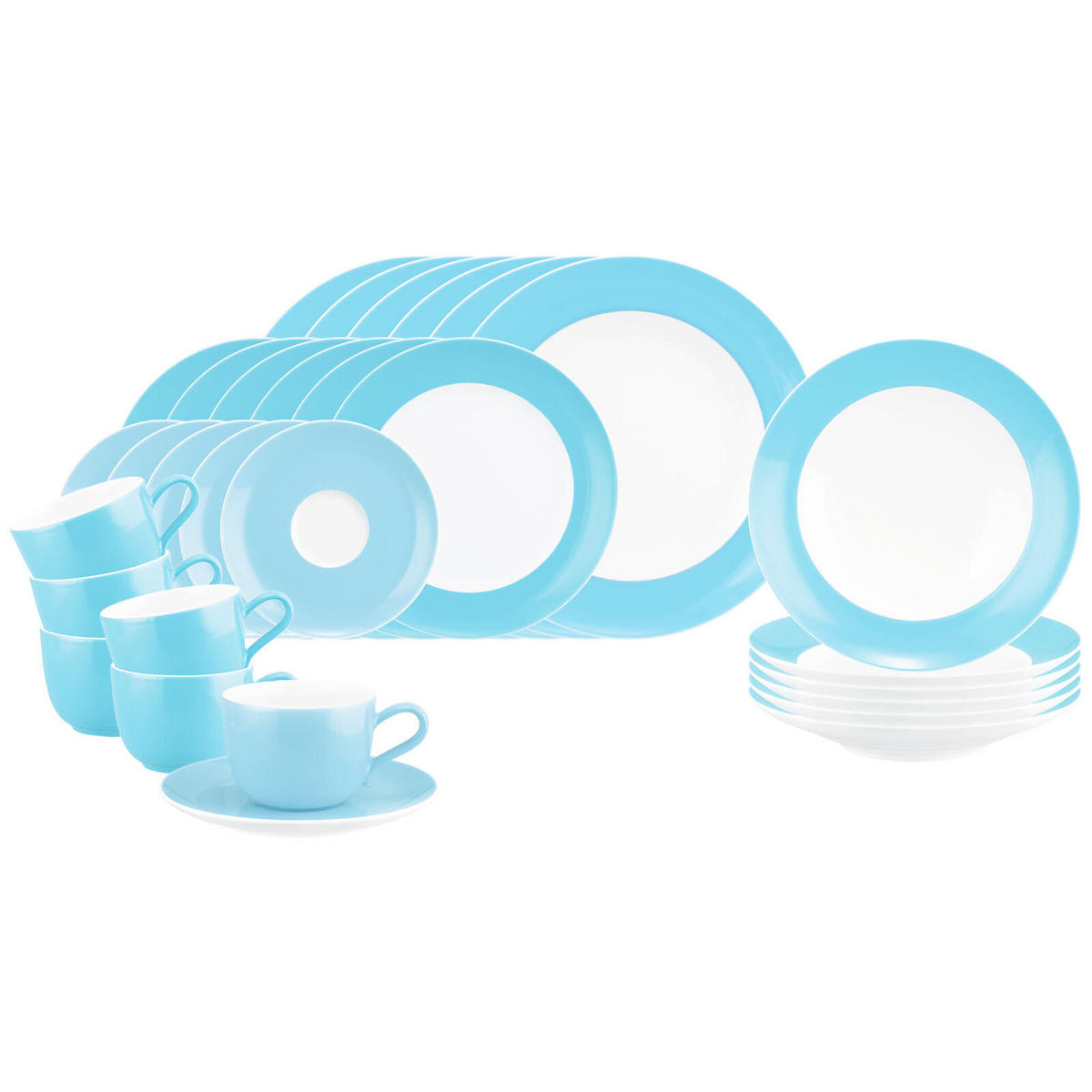 KOMBISERVICE Liberty Pure Colors Lagoon Blue 30er Set - Blau, Keramik (1/1/1cm) - Seltmann Weiden