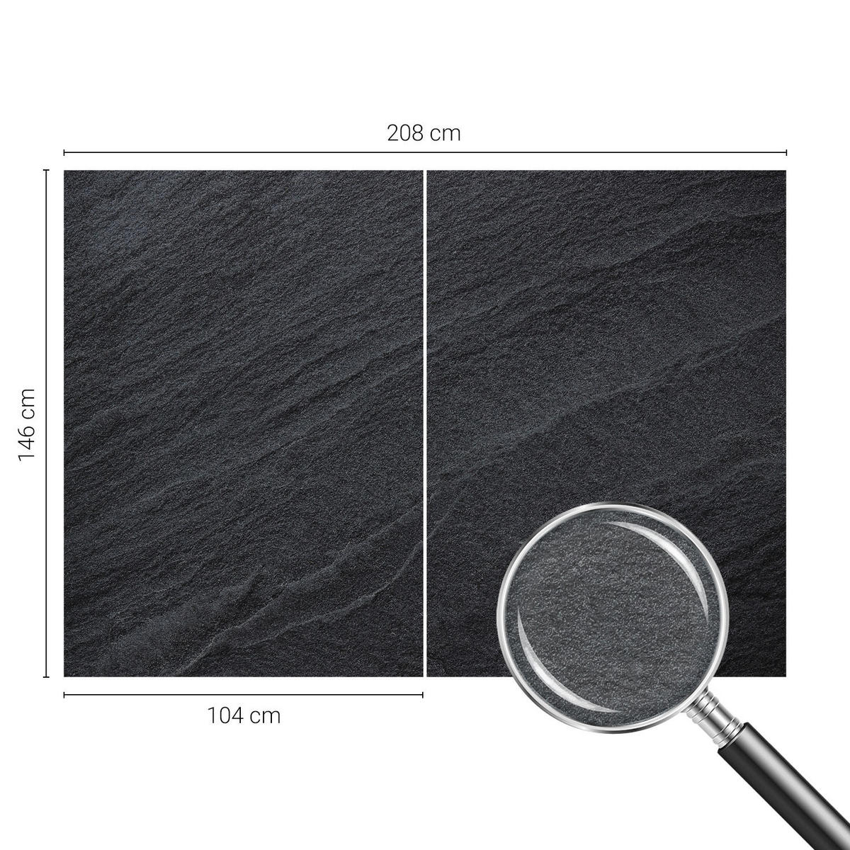 FOTOTAPETE 208x146 cm - Steine Eleganz - Schwarz, Textil (208/146cm) - Wallfluent