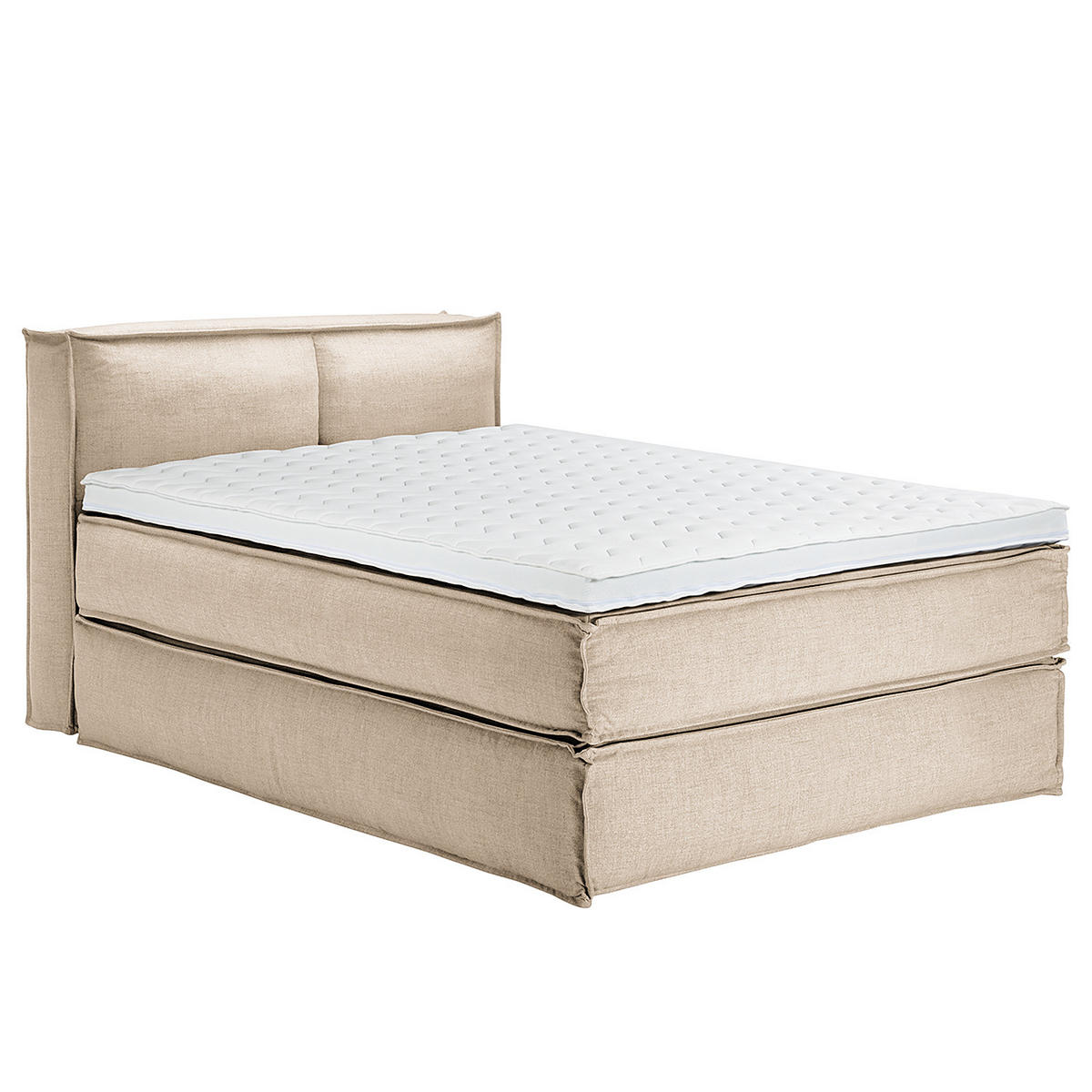 BOXSPRINGBETT mit Kopfteil - Premium - Beige, Textil (140/220cm) - home24