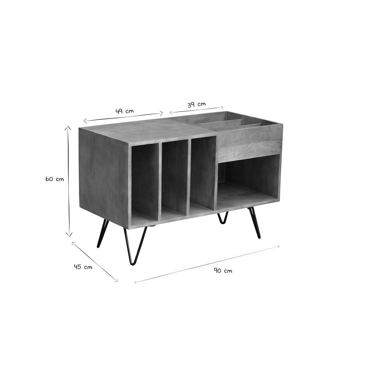 SIDEBOARD Schallplatten Mangoholz Metall B90 cm BOOGIE - Hellbraun, Holz (45/60/90cm) - Miliboo