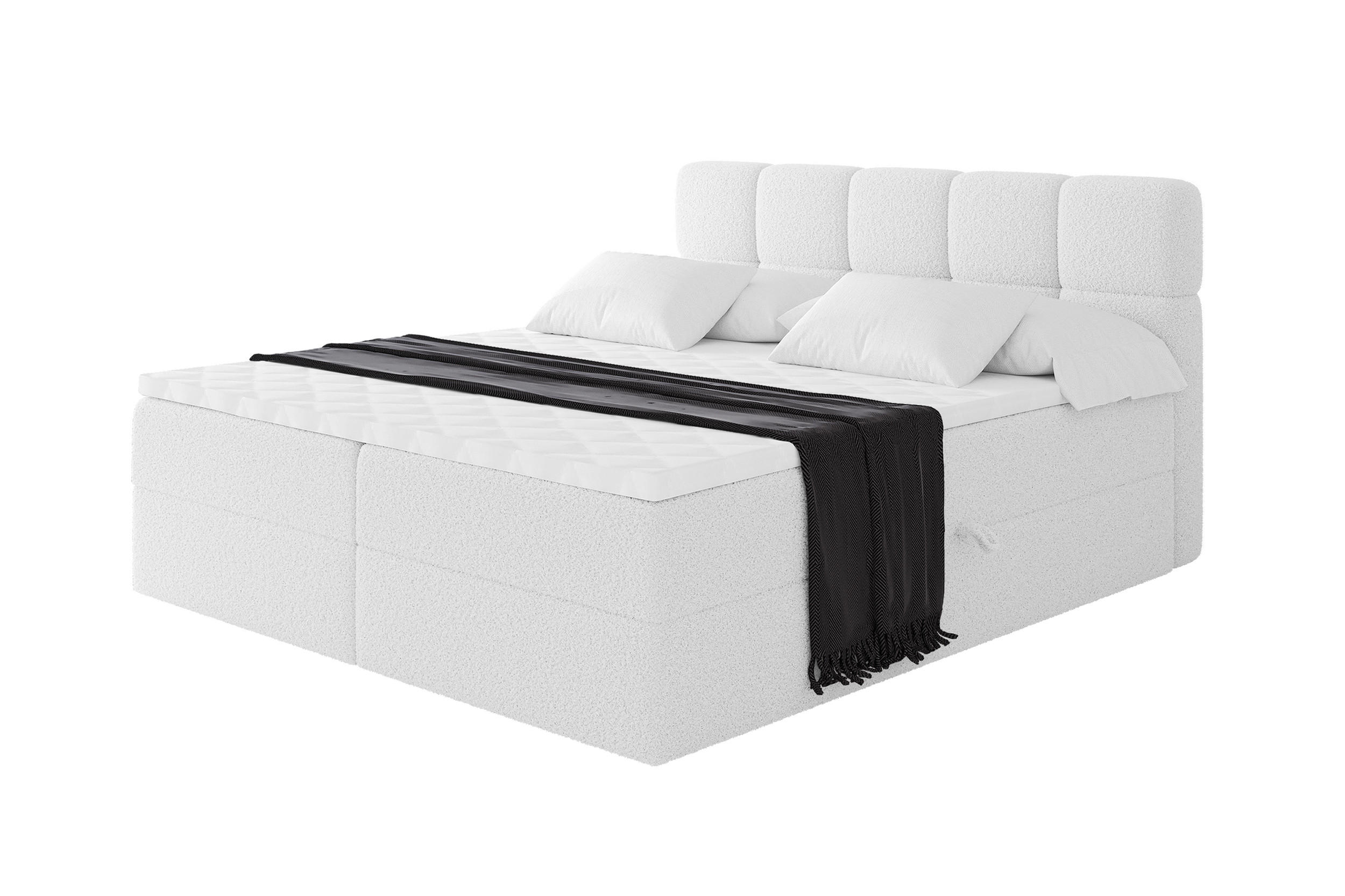 BOXBETT mit Matratze H4 - FAMA - 200x200 cm Weiß Quelle - Weiß, Holzwerkstoff (200/200cm) - ALTDECOR