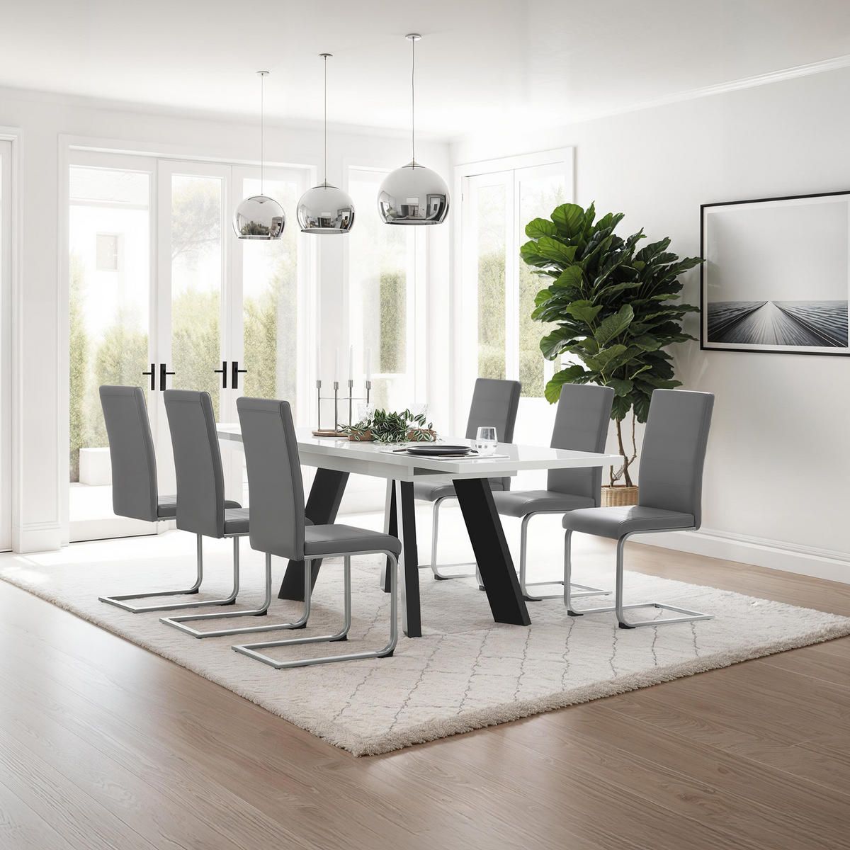 SCHWINGSTUHL 6er Set Bettina 41 x 52 x 99 cm grau - Grau, Textil (52/99/41cm) - tectake