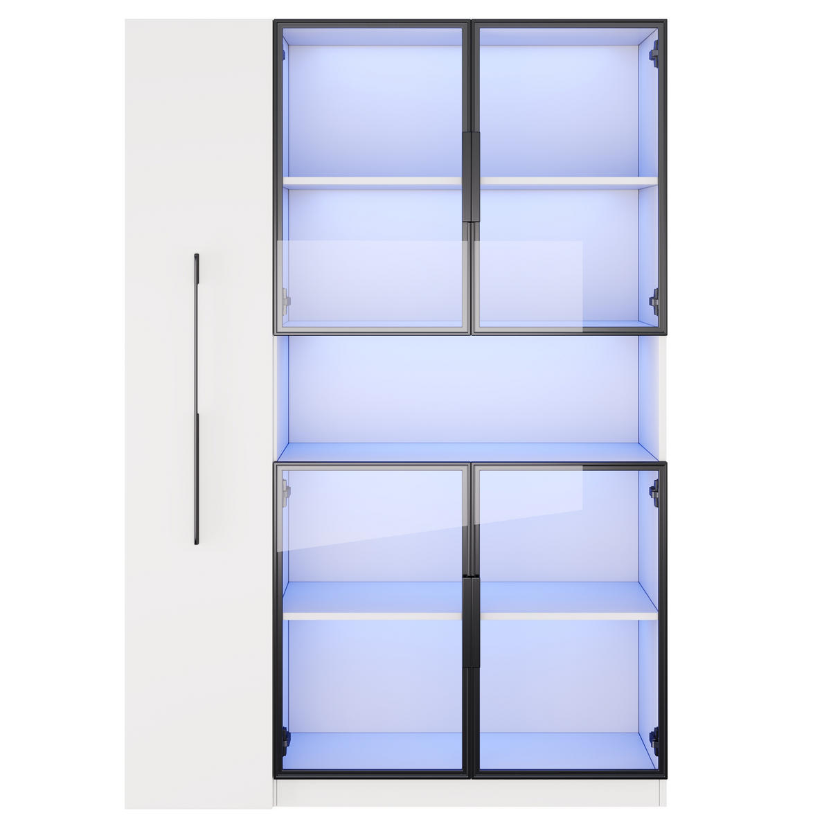 VITRINE LED Ausziehregal Schubladen 160cm Weiß - Weiß, Holzwerkstoff (110/160/35cm) - FLIEKS