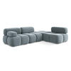 ECKSOFA Rechts Samt Stoff Blau - Blau/Schwarz, Kunststoff/Textil (285/190cm) - Makamii