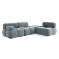 ECKSOFA Rechts Samt Stoff Blau - Blau/Schwarz, Kunststoff/Textil (285/190cm) - Makamii