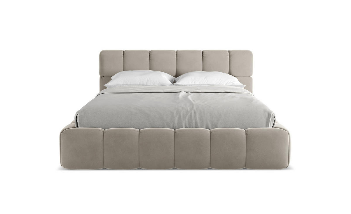 POLSTERBETT mit Bettkasten und Lattenrost 180x228 Grau - Taupe/Schwarz, Kunststoff/Textil (160/200cm) - Makamii