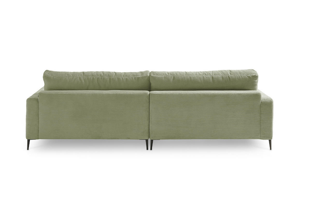 ECKSOFA CARA Grün Cord - Schwarz/Grün, Textil/Metall (272/190cm) - KAWOLA