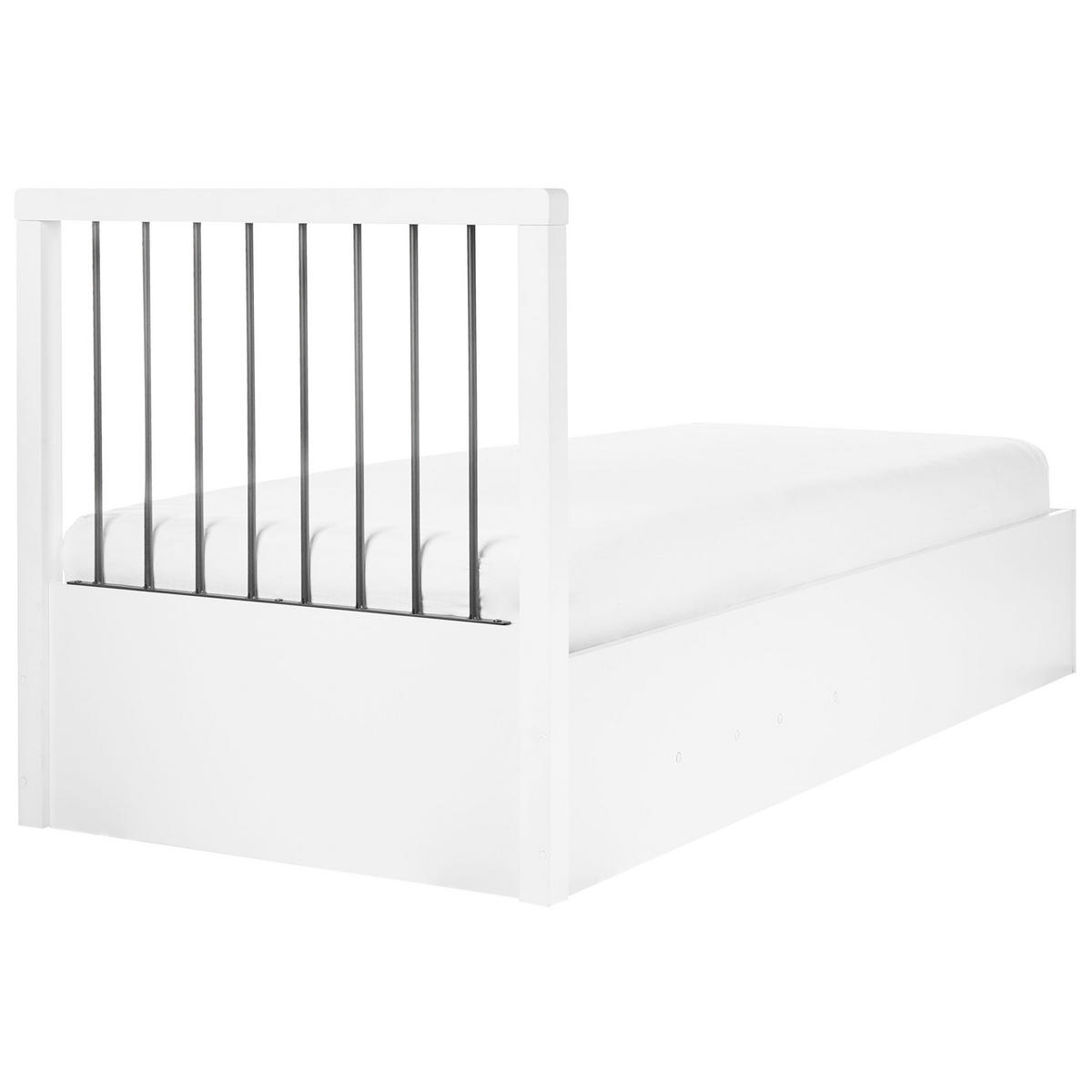 POSTEL s úložným prostorem 90/200 cm MDF deska Krémově bílá Rouvillers - krémová, dřevo (90/200cm) - Beliani