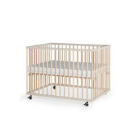 LAUFGITTER 75x100 cm mit Matratze Cloud Air - sahara dust/natur - Premium Kollektion - Sandfarben/Naturfarben, Holz (100/74/75cm) - Sämann – make a difference.