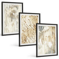 BILDER SET 3er Set - 40x60 cm Schwarzer Rahmen - Abstrakte Muster in Beige und Grau - Schwarz, Kunststoff (40/60cm) - TULUP