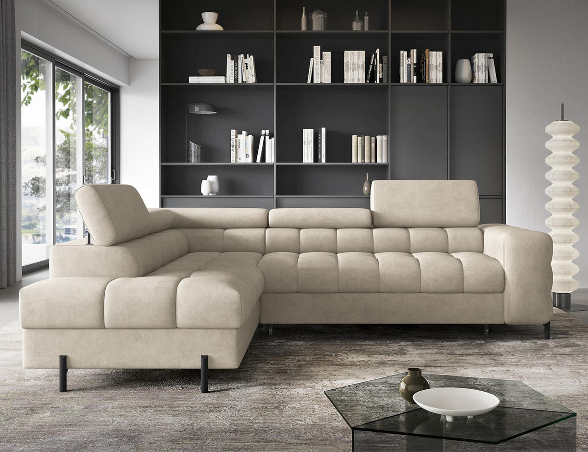 ECKSOFA Ferrucio L - Beige (Aura 18) - Beige, Holzwerkstoff (276/200cm) - Möblo