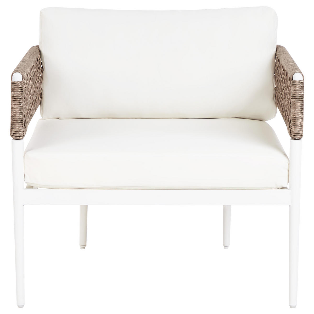 LOUNGE-SET 4-sitzer Symmetrisch Aluminium Weiß Serla - Beige/Weiß, Metall - Beliani
