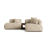 ECKSOFA modular rechts Martina aus Samt leichtes beige 2 Sitzplätze - Creme, Textil (176/285cm) - Micadoni