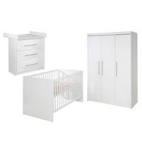 BABYZIMMER-SET Maren, mit schmaler Wickelkommode, 3-teilig - Weiß, Holzwerkstoff (76/80/142cm) - Roba