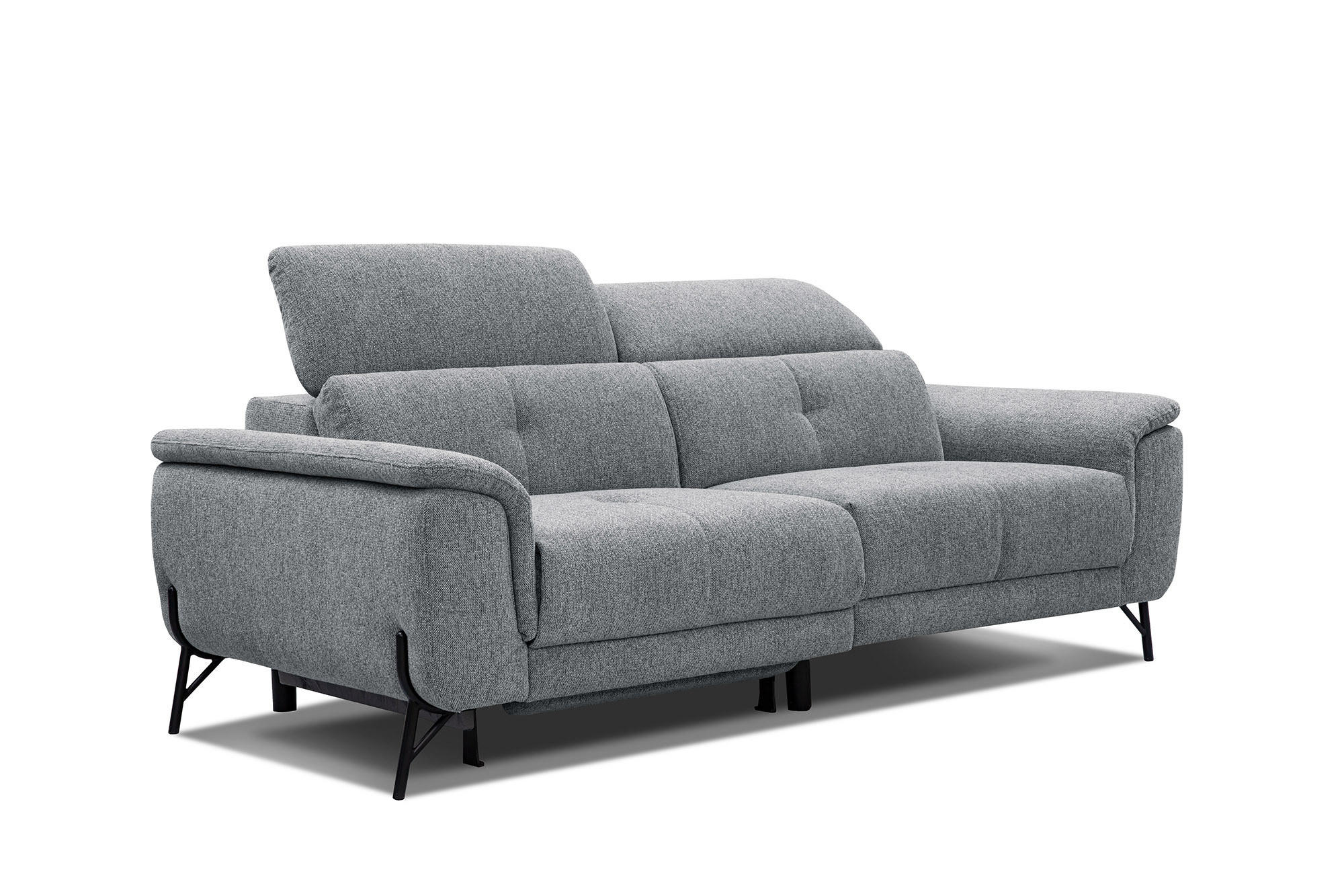SOFA AVENA 3-Sitzer mit 1 Relaxfunktion, grau - Grau, Holzwerkstoff/Textil (204/80/108cm) - Courtois Laville