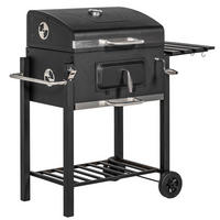 HOLZKOHLEGRILL - Schwarz, Metall (65/108/113cm) - Outsunny