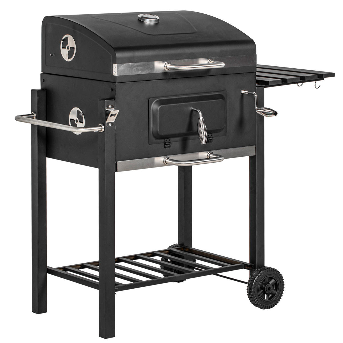 HOLZKOHLEGRILL - Schwarz, Metall (65/108/113cm) - Outsunny
