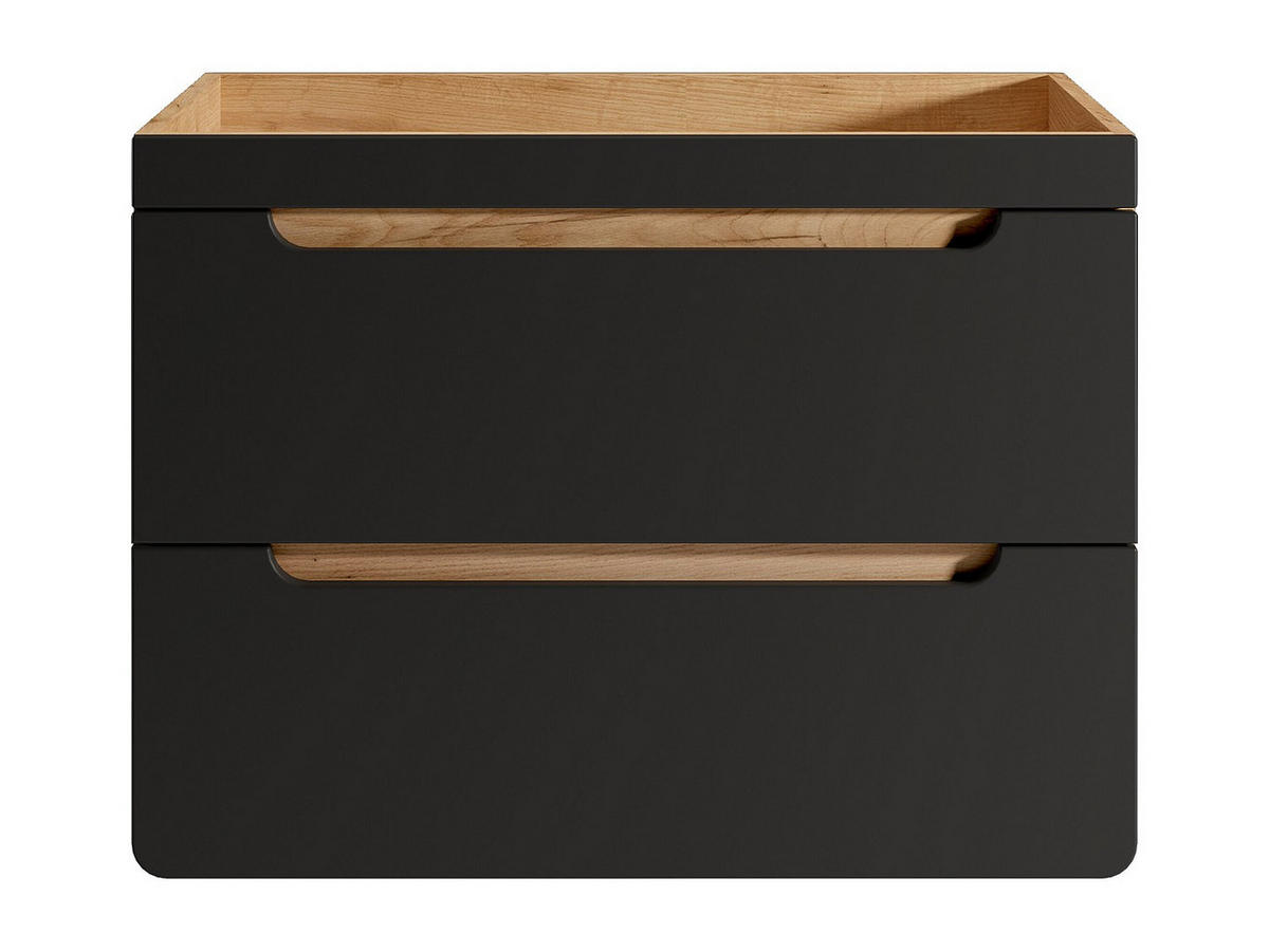 WASCHBECKENUNTERSCHRANK hängend - 80 cm - Holzfarben & Anthrazit - ARUBA - Anthrazit, Holz (80/59/46cm) - Vente-Unique