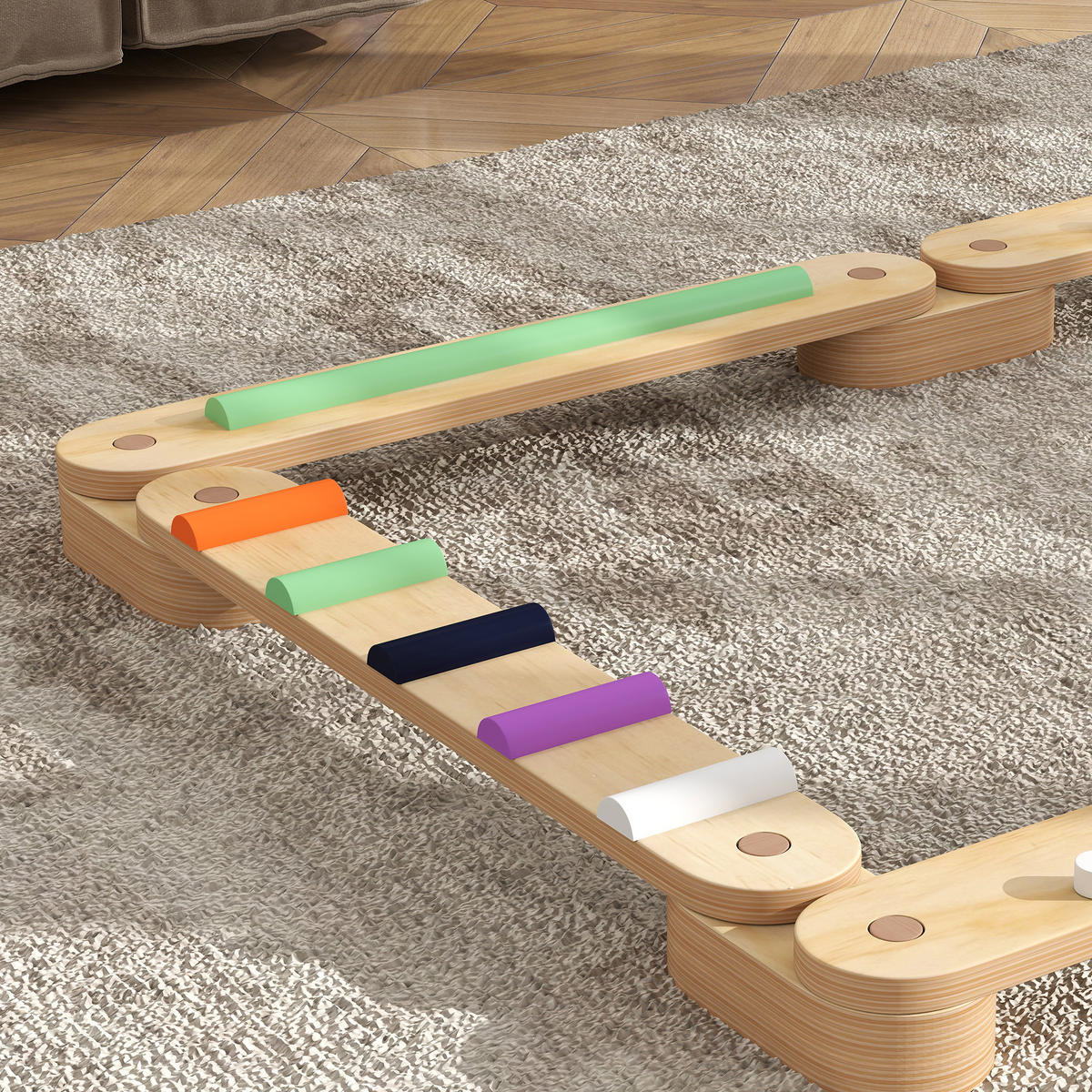 BALANCEBALKEN-KINDERSET DE-10175 zweiseitig, aus Holz Bunt - Multicolor, Holzwerkstoff (115/8.5/130cm) - ComfortXL