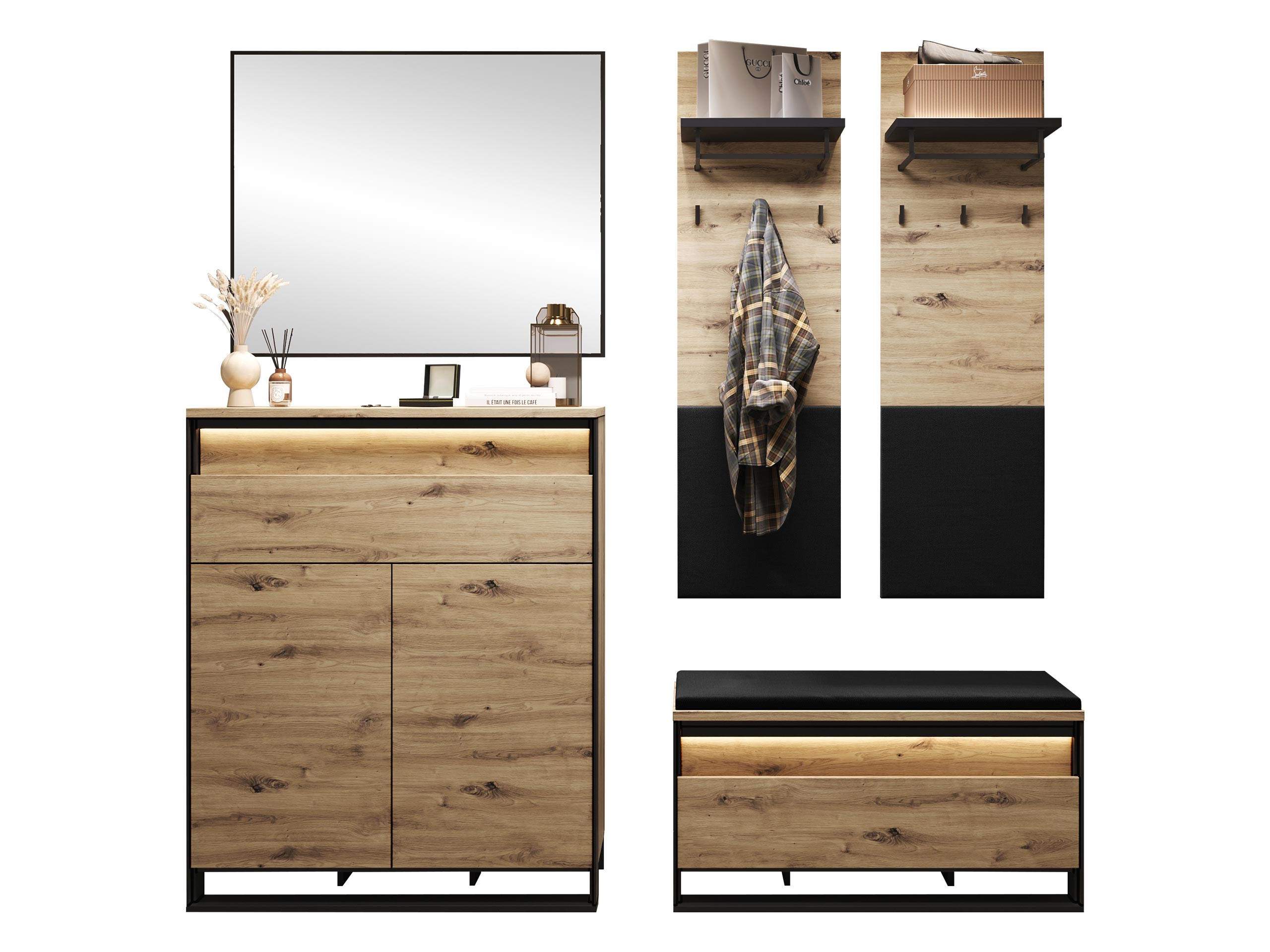 GARDEROBEN-SET Quant IX - Eiche Artisan, Holzwerkstoff (92/113/40cm) - MIRJAN24