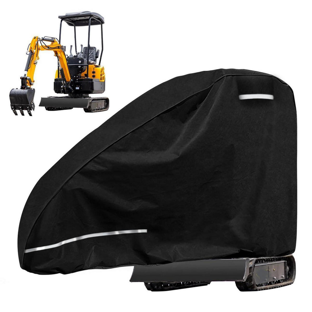 MINIBAGGER Abdeckplane 420D Oxford Schwarz für 800-1600kg - Schwarz, Textil (355/110/190cm)
