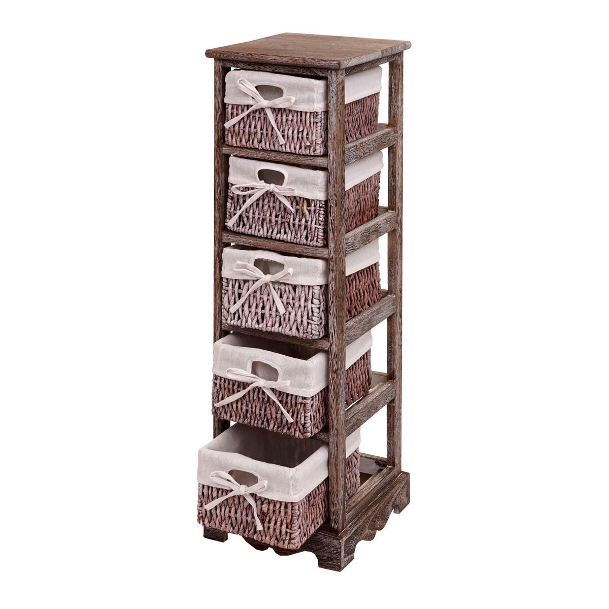 KOMMODE MIT 5 KORBSCHUBLADEN Braun - Braun, Holz (25/90/28cm) - MCW