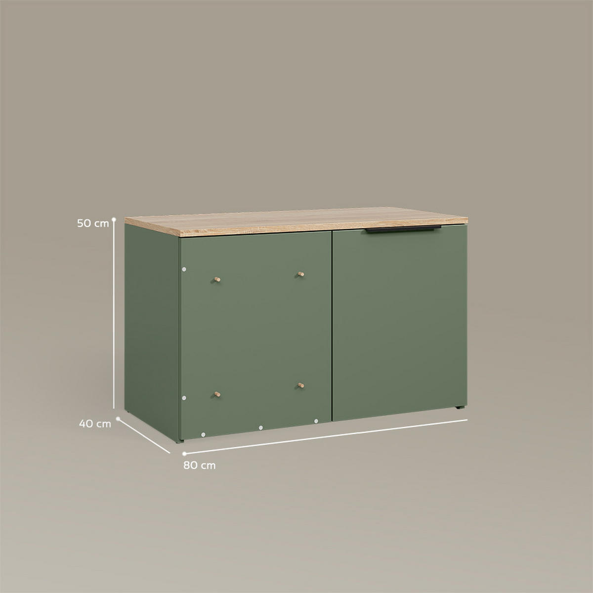 ECKKOMMODE Piave Grün mit Tür - Grün, Holzwerkstoff (80/50/40cm) - Livinity®