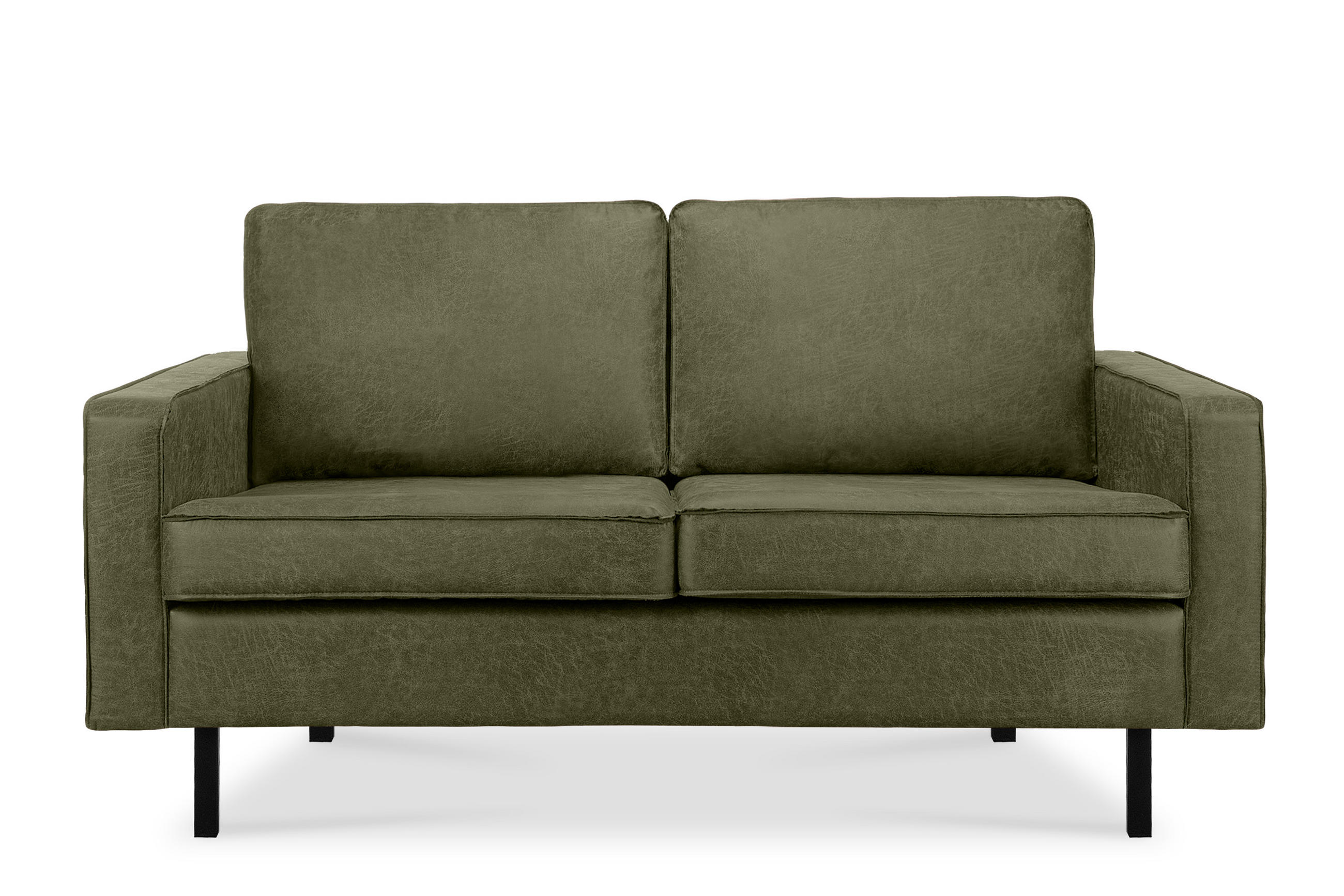 2-SITZER-SOFA INVIA Klassische-Stil mit Armlehnen, Lederoptik-Stoff, grün - Schwarz/Grün, Textil (164/87/98cm) - KONSIMO®
