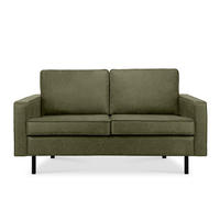 2-SITZER-SOFA INVIA Klassische-Stil mit Armlehnen, Lederoptik-Stoff, grün - Schwarz/Grün, Textil (164/87/98cm) - KONSIMO®