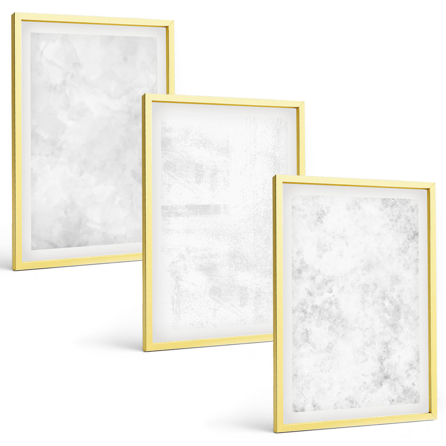 BILDER SET 3er Set - 40x60 cm Goldrahmen - Minimalistischer Hintergrund mit weißen Punkten - Goldfarben, Kunststoff (40/60cm) - TULUP