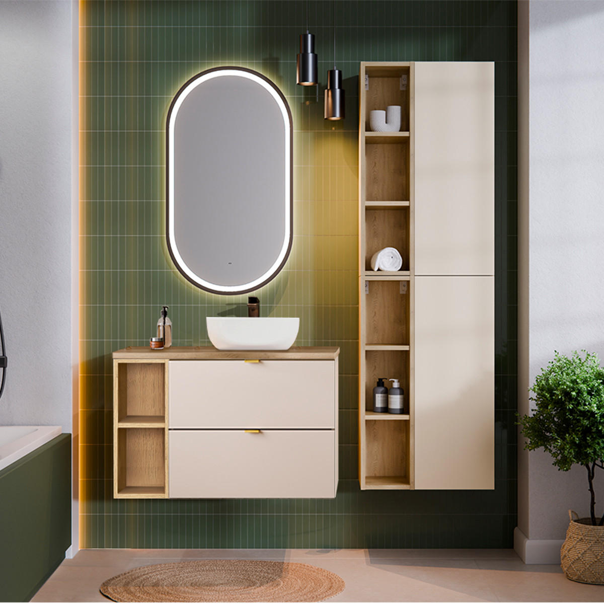 WASCHTISCH 80.6cm Azel Kaschmir - Beige, Holzwerkstoff (80.6/52/46cm)