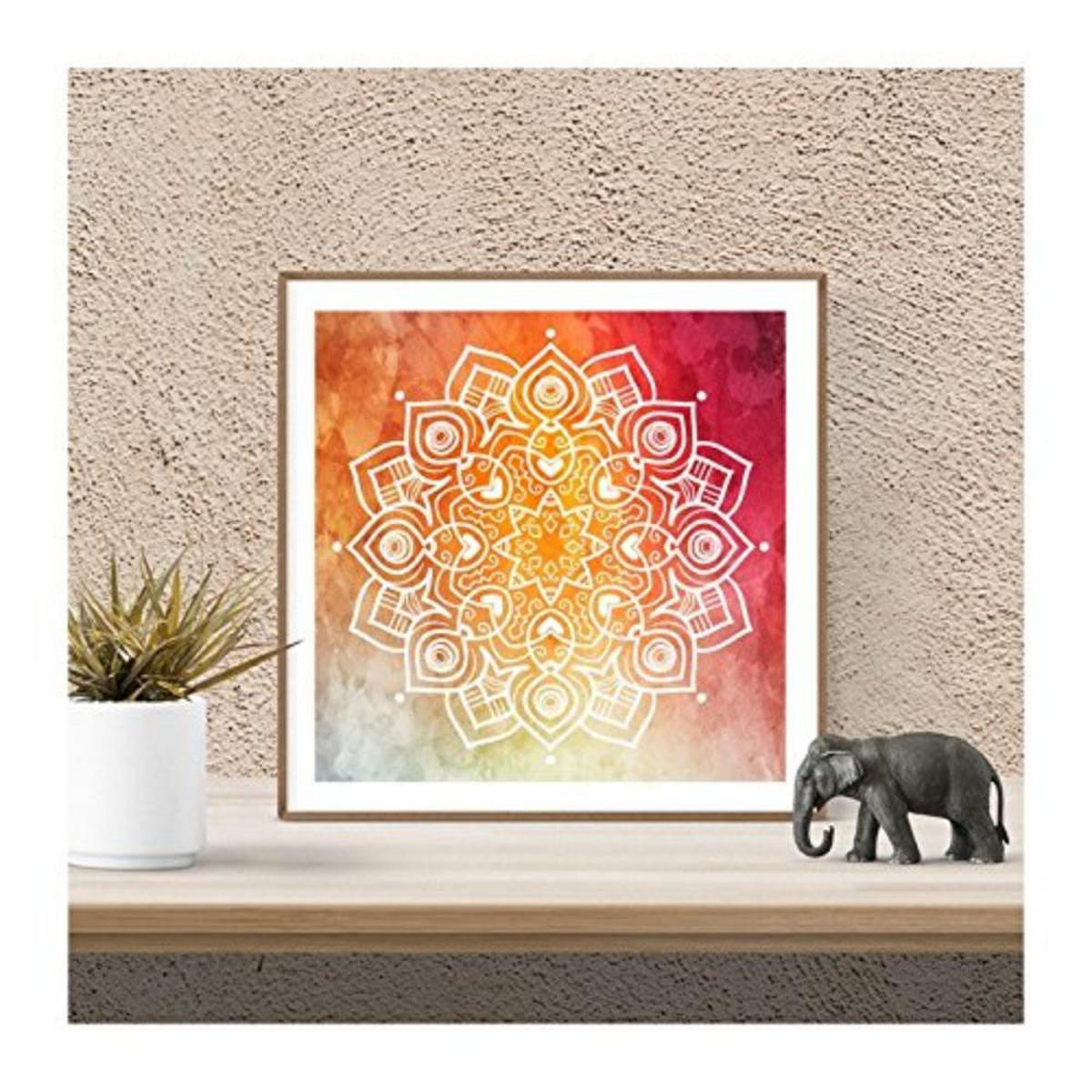 POSTER Set mit 4 Mandalas Beharrlichkeit 20x20cm Schwarzer Rahmen - Schwarz, Papier (20/3cm) - Nacnic