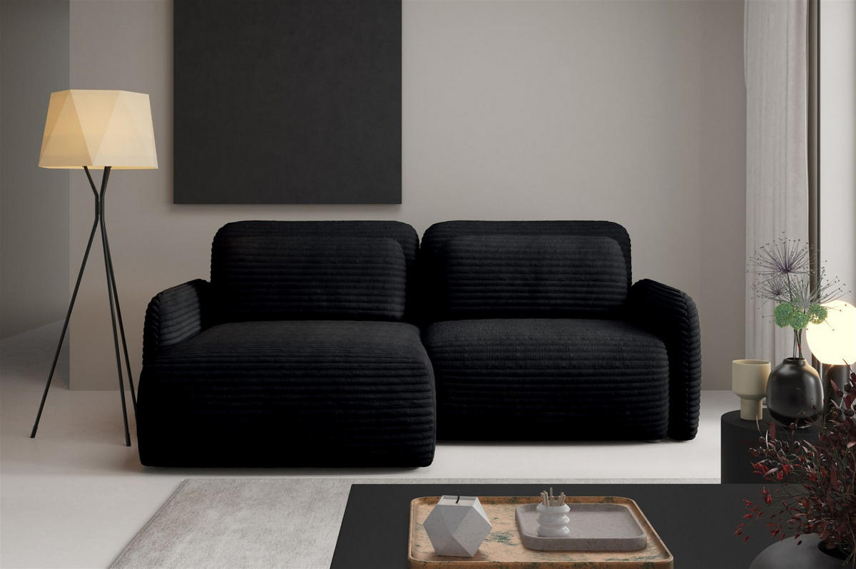 ECKSOFA Simone Mit Schlaffunktion - Schwarz, Holzwerkstoff/Textil (240/165cm) - Fun Möbel