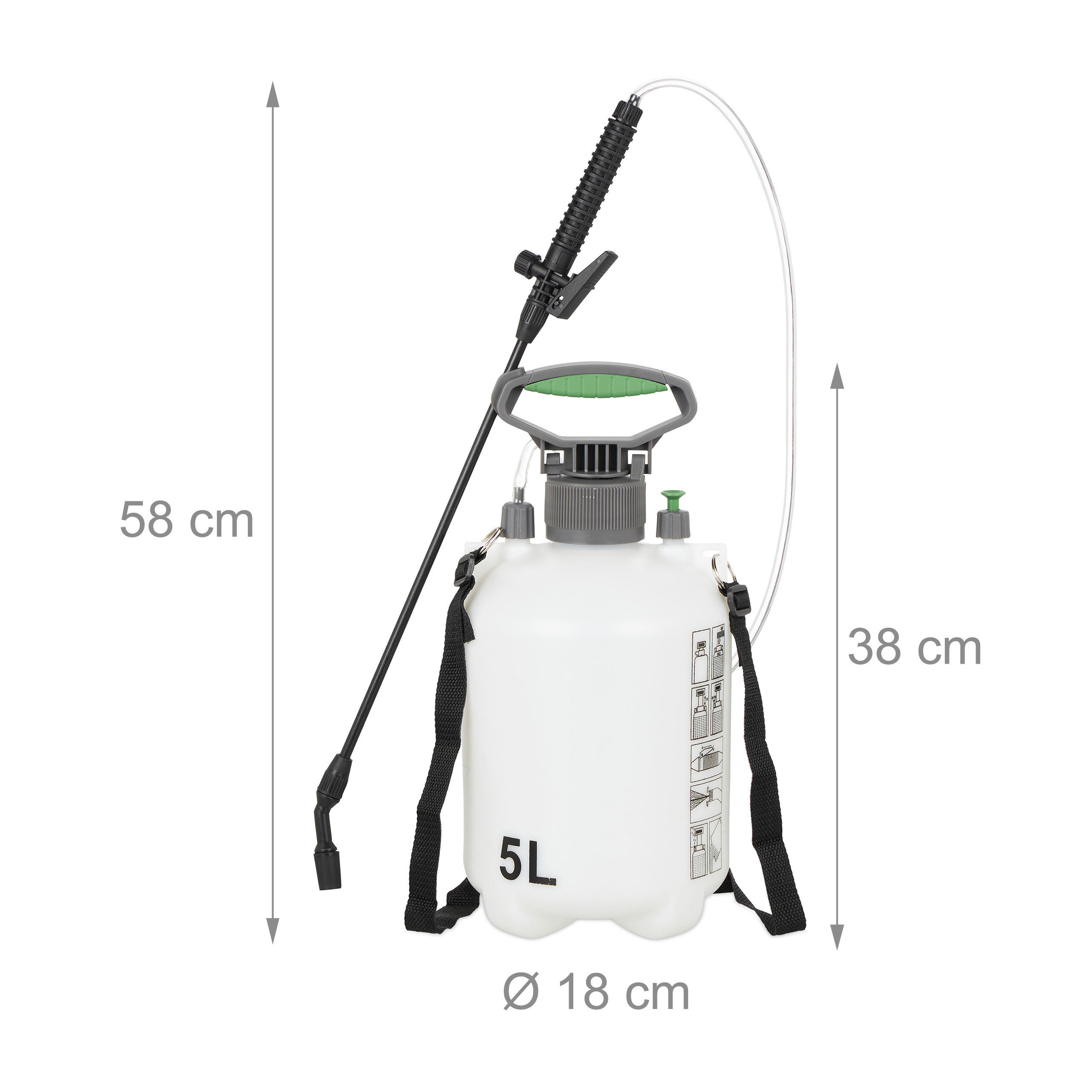 Thumbnail - Relaxdays Drucksprüher, Weiß, Kunststoff, 28x58x18 cm, Gartenzubehör, Gartenpflege, Gartenwerkzeuge