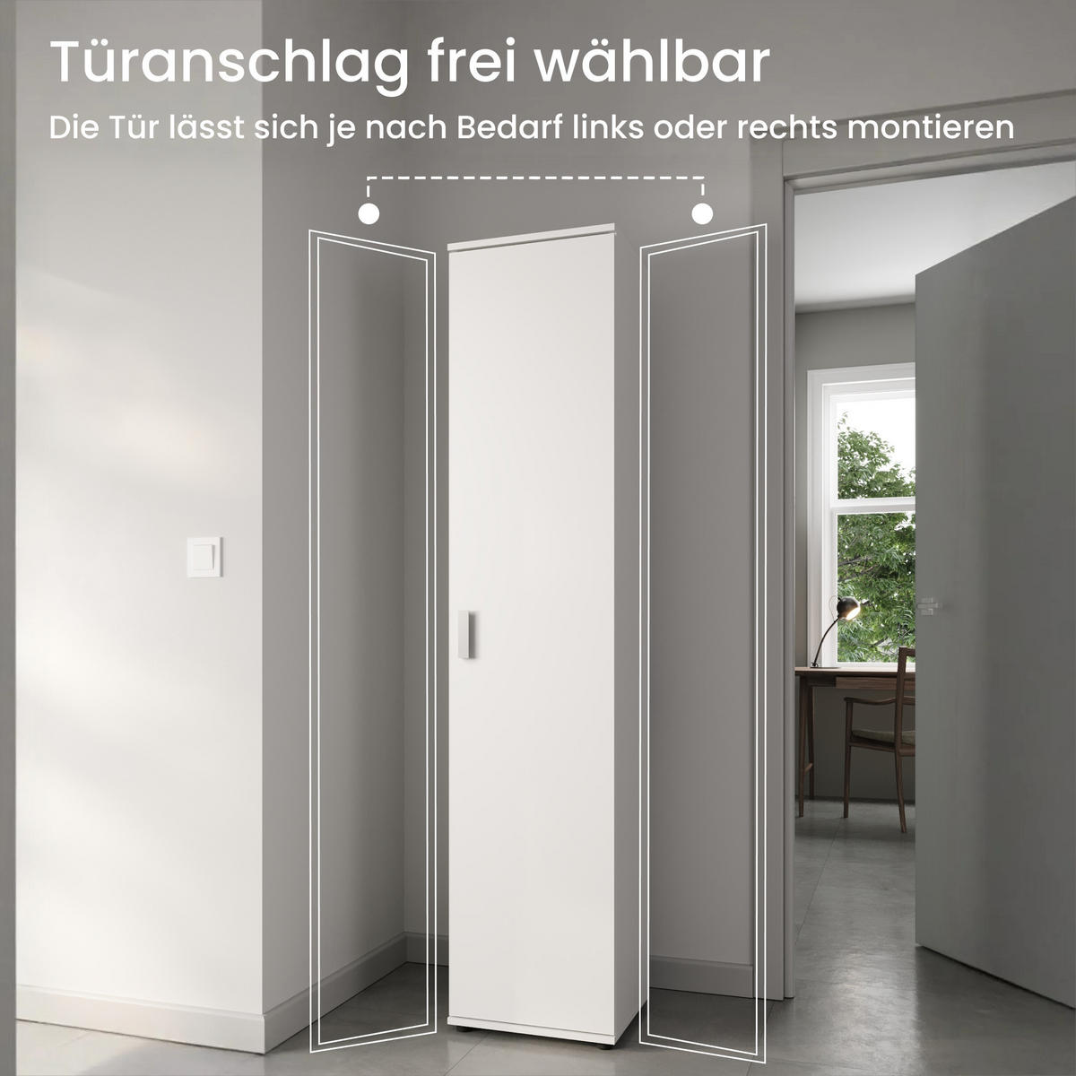 MEHRZWECKSCHRANK mit 1 Tür & 4 Einlegeböden in weiß - Weiß, Holzwerkstoff (40/184/35cm) - Home Collective