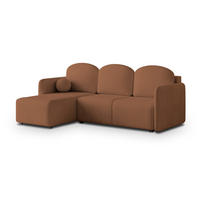 ECKSOFA SUVINO Kupferfarben Geflochtener Stoff mit Schlaffunktion - Kupferfarben, Holz (230/143cm) - MASSENO