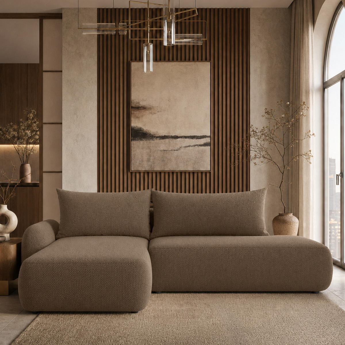 ECKSOFA Munduk I mit Schlaffunktion, Braun - Braun, Textil (302/184cm) - Fedve