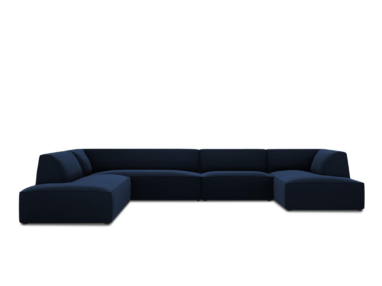 PANORAMASOFA links Ruby aus Samt königsblau 7 Sitzplätze - Blau, Textil (273/69/366cm) - Micadoni