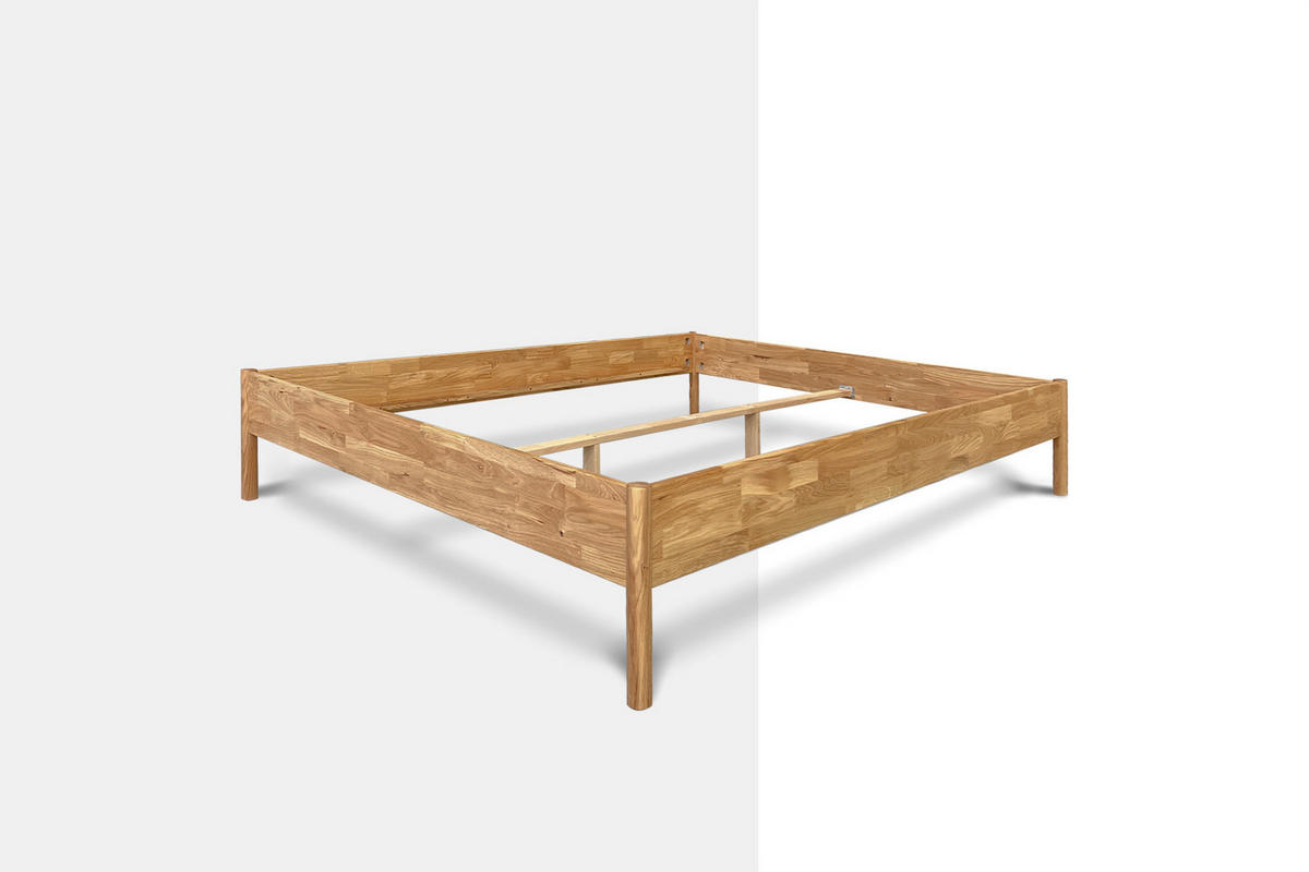 MASSIVHOLZBETT AGNES 140x200 OHNE HOLZKOPFTEIL Wildeiche - Wildeiche, Holz (140/200cm) - byoak