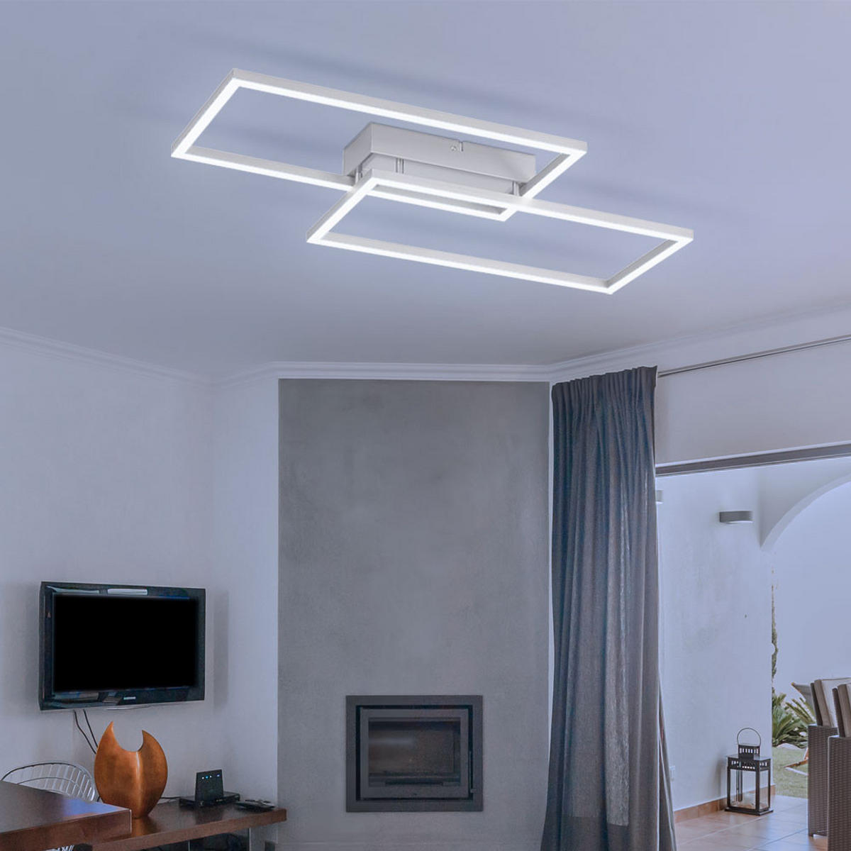 LED DECKENLEUCHTE Weiß matt - Weiß, Metall (60.5/32.5/6.5cm)