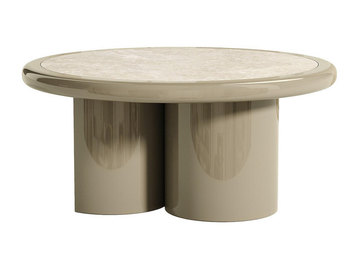 COUCHTISCH - 90 cm x 90 cm - marmor - taupe, beige Dirama - Taupe/Beige, Stein (90/90/40cm) - Vente-Unique