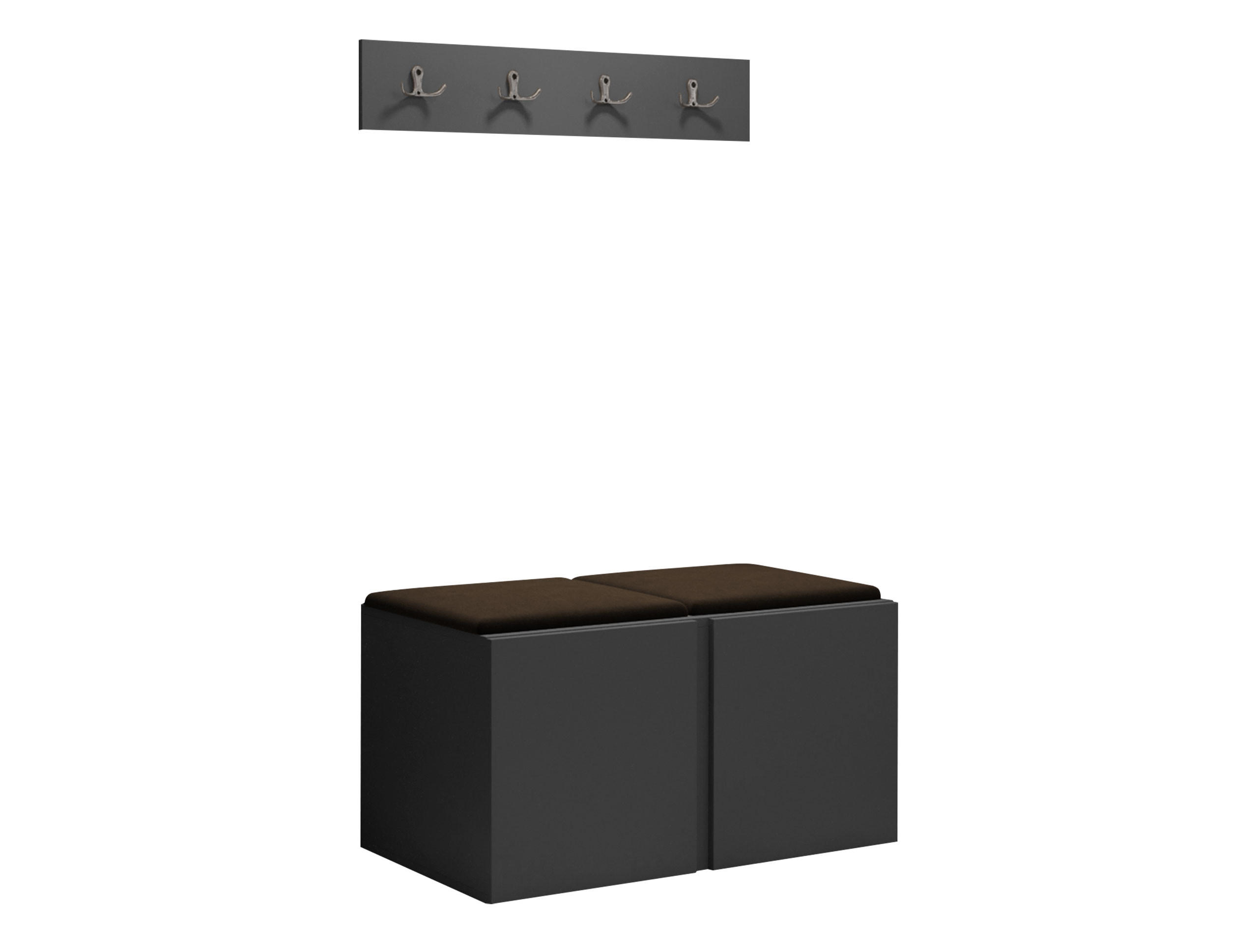 GARDEROBEN-SET Orion VI - Graphitfarben/Braun, Holzwerkstoff/Kunststoff (84/42/46cm) - MIRJAN24