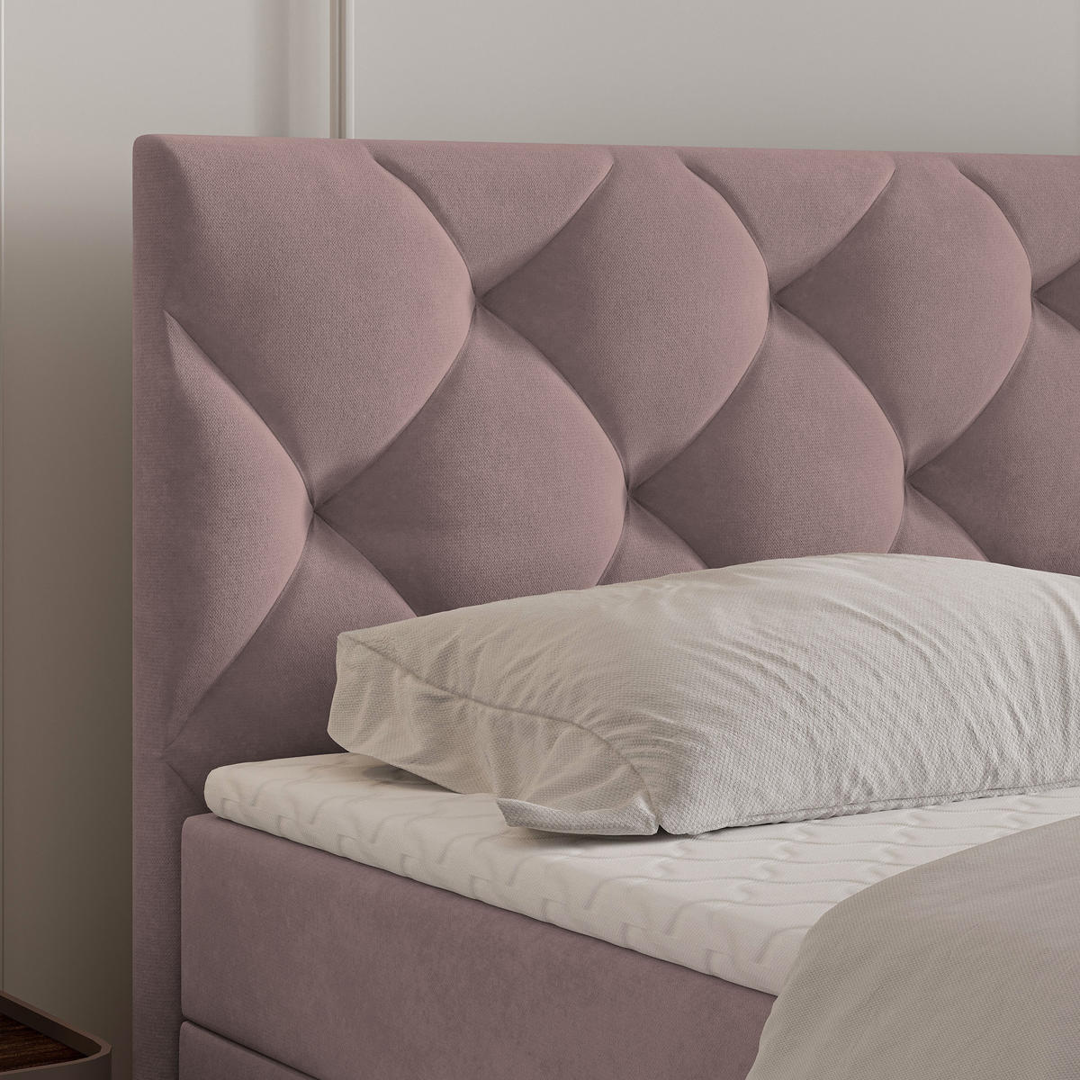 BOXBETT ROVARI 160x200 cm mit Matratze und Topper - Rosa - Rosa, Holz (160/200cm) - MASSENO