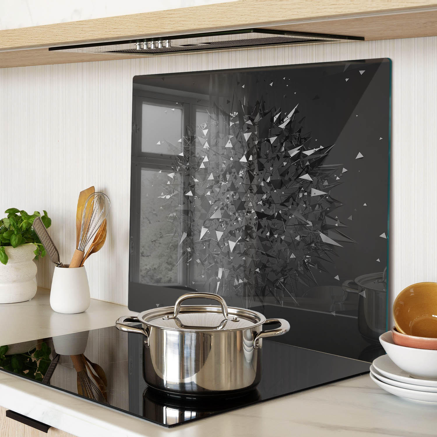 GLASPLATTE 60x52 cm 3D - Schwarz, Glas (60/0.4/52cm) - TULUP