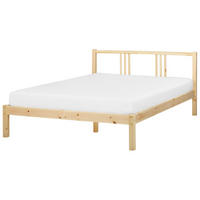 BETT mit Lattenrost 140x200 cm Heller Holzfarbton Vannes - Hellbraun, Holz (140/200cm) - Beliani