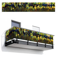 BALKON-SICHTSCHUTZ Trauben - Wein - Natur - Grün - Weinrot, Kunststoff (500/90cm) - MuchoWow