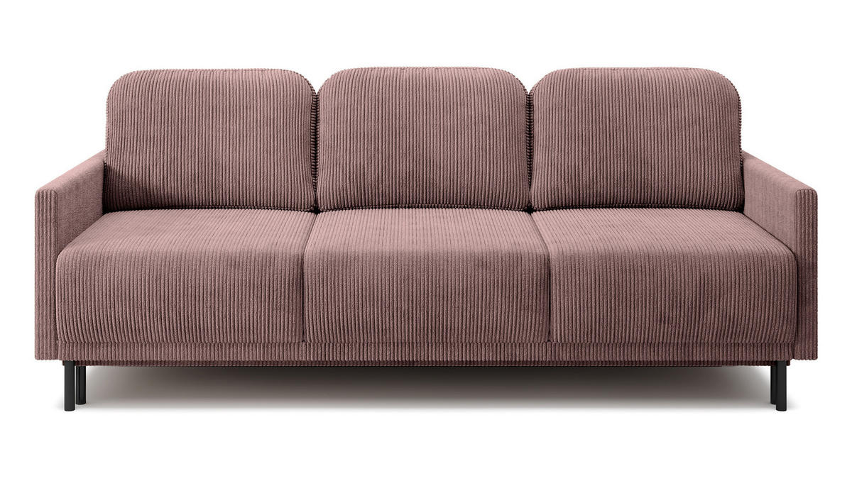 SCHLAFSOFA Hamiel Lila Cordbezug 212 cm - Flieder/Schwarz, Holz/Textil (212/87/97cm) - Selsey