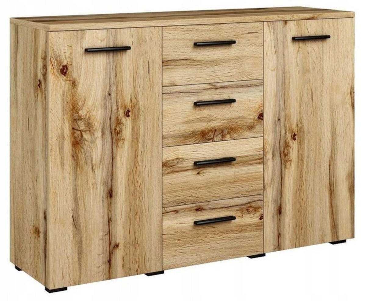 KOMMODE Helena 2D4S Wotan Eiche 120/35/84,5 cm - Eiche Wotan, Holzwerkstoff (120/84.5/35cm) - Matkam Möbel