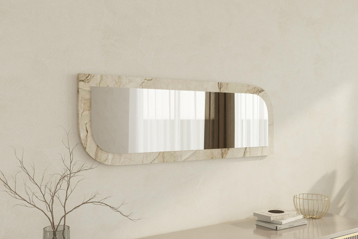 WANDSPIEGEL Radiance Granit Optik 40x120cm - Beige, Glas/Holzwerkstoff (40/120/2cm) - moebel17